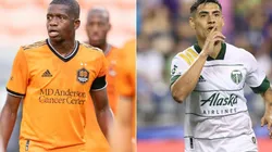 Darwin Quintero of Houston Dynamo (left) and Felipe Mora of Portland Timbers (right). (Getty)