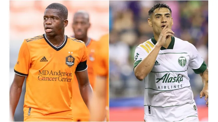 Darwin Quintero of Houston Dynamo (left) and Felipe Mora of Portland Timbers (right). (Getty)