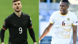 Timo Werner of Germany (left) and Wbeymar of Armenia (right). (Getty)