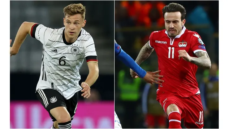 Joshua Kimmich of Germany (left) and Dennis Salanovic of Liechtenstein (right). (Getty)