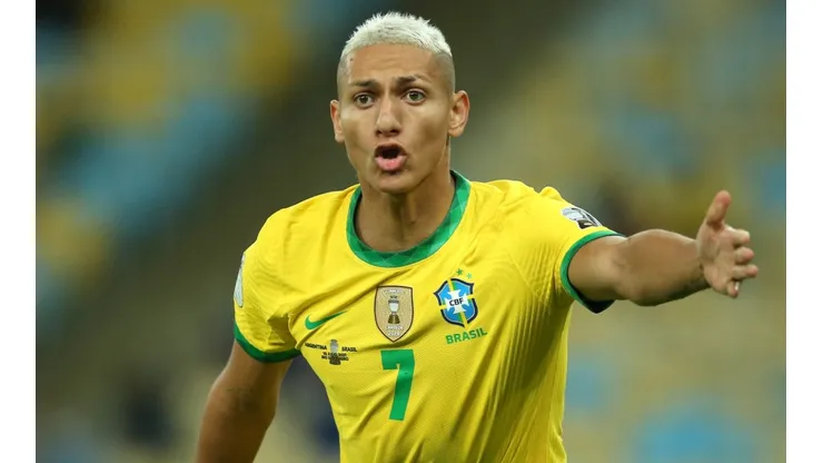 Richarlison in action during the 2021 Copa America final. (Getty)