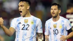 Argentina's Lautaro Martinez celebrates after scoring against Venezuela (Getty).