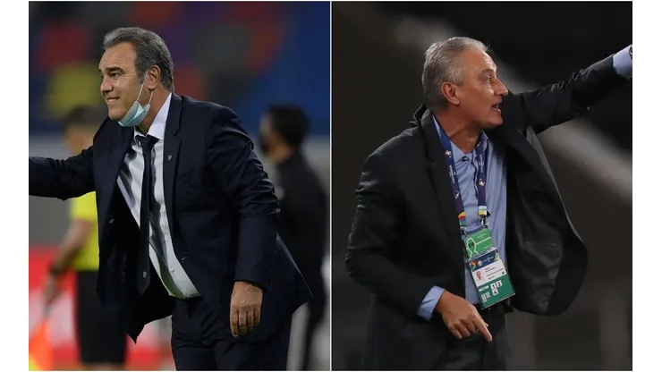 Chile's head coach Martin Lasarte (left) and Brazil's coach Tite (Getty).