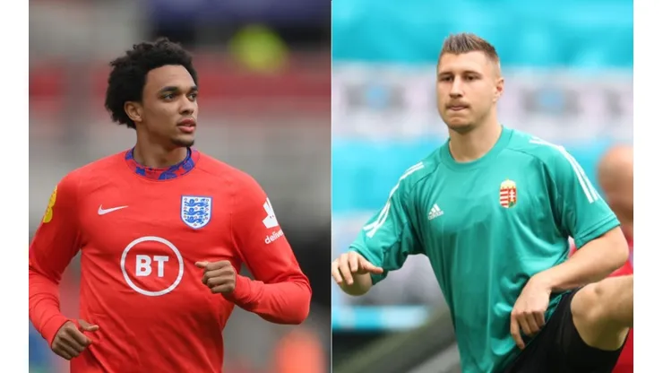 Alexander-Arnold of England (left) and Willi Orban of Hungary (right) (Getty)