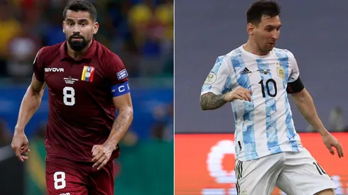 Tomas Rincon of Venezuela (left) and Lionel Messi of Argentina (Getty).