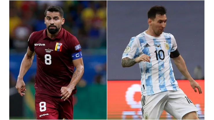 Tomas Rincon of Venezuela (left) and Lionel Messi of Argentina (Getty).