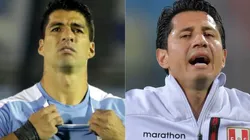 Luis Suarez of Uruguay (left) and Gianluca Lapadula of Peru (right) (Getty)
