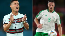 Cristiano Ronaldo of Portugal (left) and Ciaran Clark of Ireland (right) (Getty)