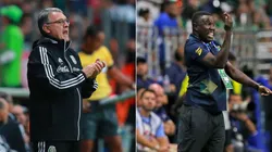Mexico's head coach Tata Martino (left) and Theodoro Whitmore of Jamaica (Getty).