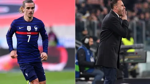 Antoine Griezmann of France (left) and Ivaylo Petev head coach of Bosnia and Herzegovina (right) (Getty)