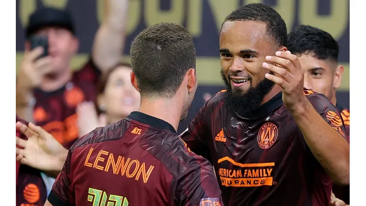 Anton Walkes (right) of Atlanta United reacts after scoring a goal (Getty).