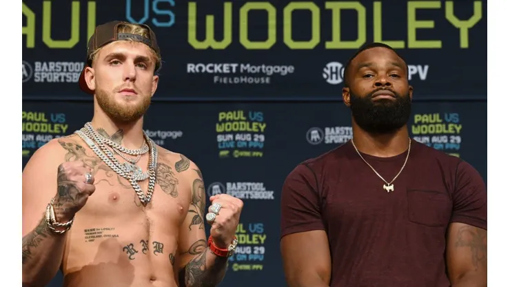 Jake Paul (left) and Tyron Woodley (Getty).
