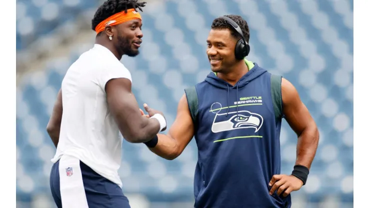 Melvin Gordon (right) and Russell Wilson (left) of Seattle Seahawks (Getty)