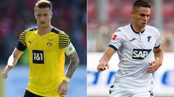 Borussia Dortmund captain Marco Reus (left) and Mijat Gacinovic of Hoffenheim. (Getty)