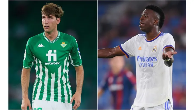 Juan Miranda of Betis (left) and Vinicius Junior of Real Madrid. (Getty)