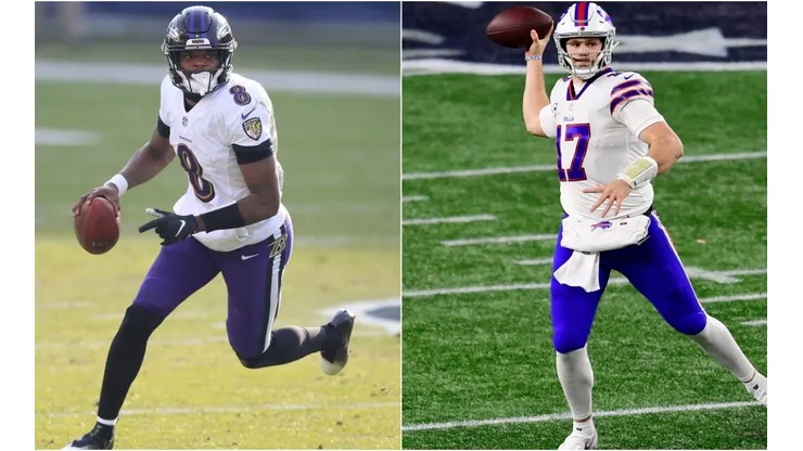 Lamar Jackson (left) & Josh Allen. (Getty)