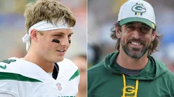 Zach Wilson of the New York Jets got praise from Packers' legend Aaron Rodgers. (Getty)