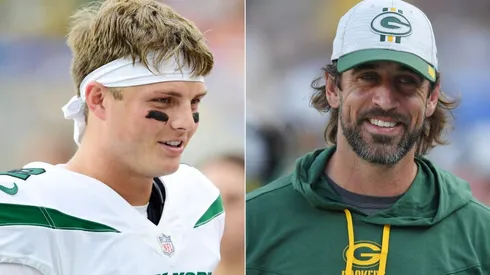Zach Wilson of the New York Jets got praise from Packers' legend Aaron Rodgers. (Getty)