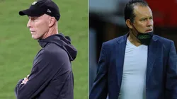 MLS All-Star Team coach Bob Bradley (left) and Liga MX All-Star Team HC Juan Reynoso. (Getty)