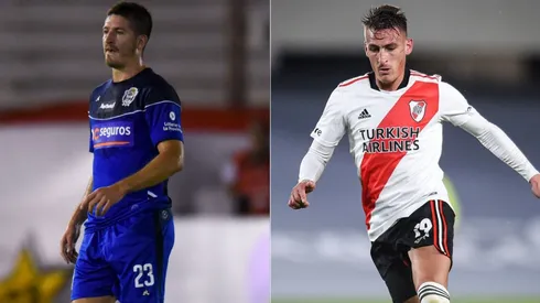 Maximiliano Coronel of Gimnasia (left) and Braian Romero of River Plate (right) (Getty)