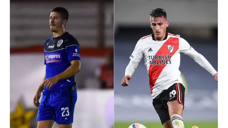 Maximiliano Coronel of Gimnasia (left) and Braian Romero of River Plate (right) (Getty)