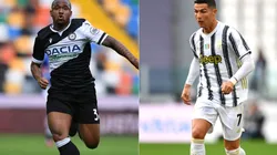 Samir of Udinese (left) and Cristiano Ronaldo of Juventus (right) (Getty)