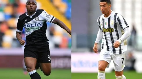 Samir of Udinese (left) and Cristiano Ronaldo of Juventus (right) (Getty)