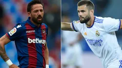 Jose Luis Morales of Levante (left) and Nacho Fernandez of Real Madrid. (Getty)