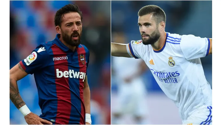 Jose Luis Morales of Levante (left) and Nacho Fernandez of Real Madrid. (Getty)