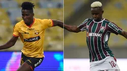 Adonis Preciado of Barcelona SC (left) and Cazares of Fluminense (Getty).