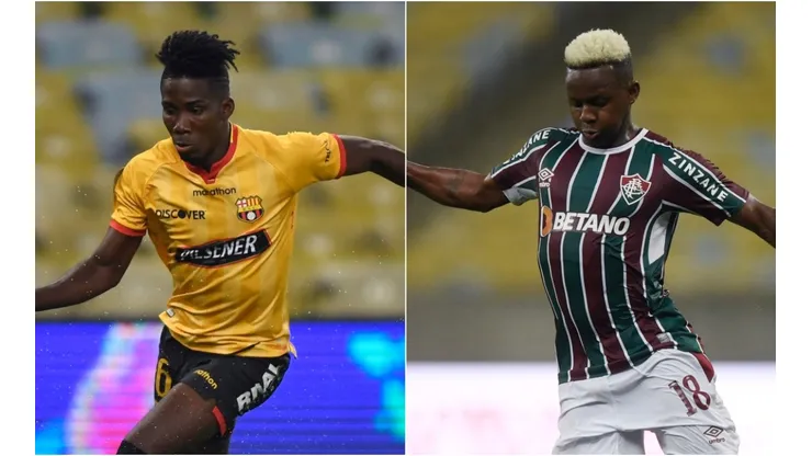 Adonis Preciado of Barcelona SC (left) and Cazares of Fluminense (Getty).
