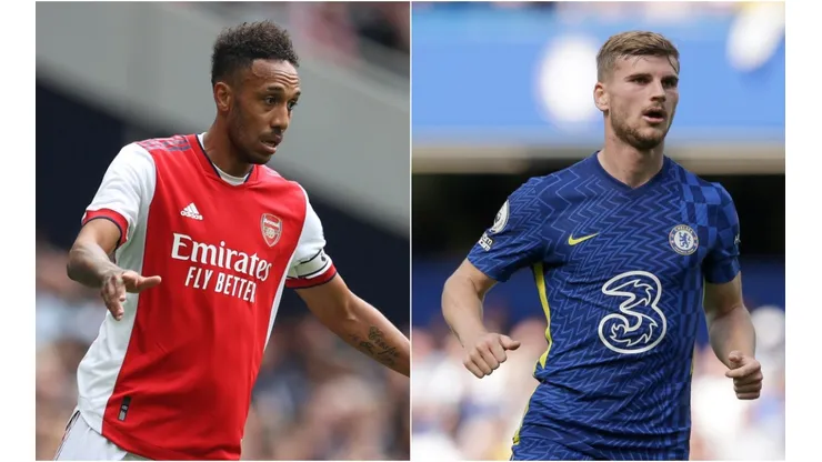 Pierre-Emerick Aubameyang of Arsenal (left) and Timo Werner of Chelsea. (Getty)