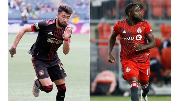 Marcelino Moreno of Atlanta United (left) and Jozy Altidore of Toronto FC (Getty).