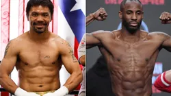 Manny Pacquiao of Philippines (left) and Yordenis Ugas of Cuba (Getty).