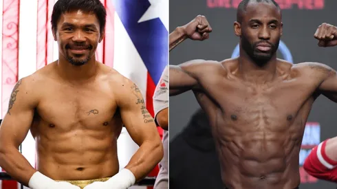 Manny Pacquiao of Philippines (left) and Yordenis Ugas of Cuba (Getty).