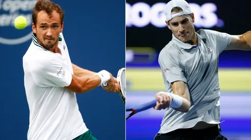 Daniil Medvedev of Russia (left) and John Isner of the United States (Getty).