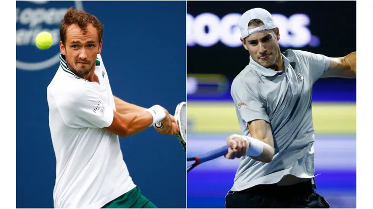 Daniil Medvedev of Russia (left) and John Isner of the United States (Getty).
