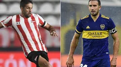 Mauro Diaz of Estudiantes (left) and Carlos Izquierdoz of Boca Juniors (right). (Getty)