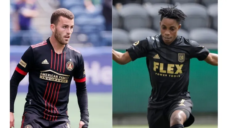 Brooks Lennon of Atlanta United (left), and Latif Blessing of Los Angeles FC (right). (Getty)