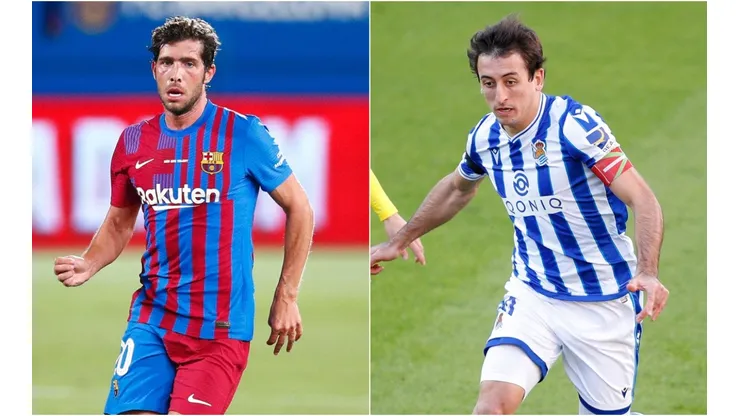 Sergi Roberto of Barcelona (left) and Mikel Oyarzabal of Real Sociedad (Getty).