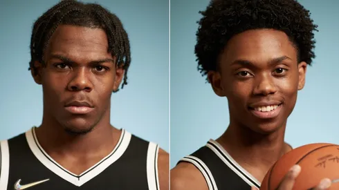 Day'Ron Sharpe of the Brooklyn Nets (left) and Josh Primo of the San Antonio Spurs (right). (Getty)