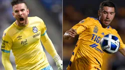Antony Silva of Puebla (left) and Juan Vigon of Tigres UANL (right). (Getty)