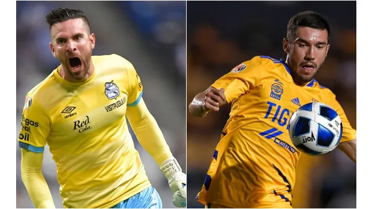 Antony Silva of Puebla (left) and Juan Vigon of Tigres UANL (right). (Getty)