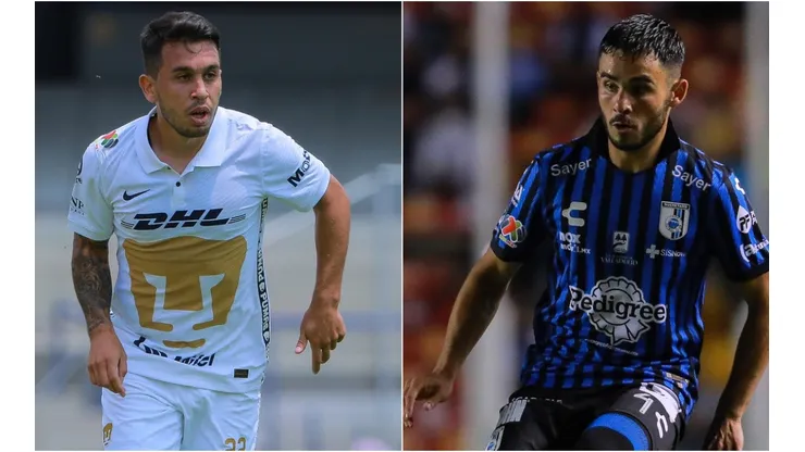 Cristian Battocchio of Pumas UNAM (left) and Areli Hernandez of Queretaro (right). (Getty)