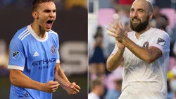 James Sands of New York City FC (left) and Gonzalo Higuain of Inter Miami (right). (Getty & Inter Miami @ Facebook)