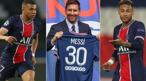 Kylian Mbappe, Lionel Messi, and Neymar headline the PSG squad in 2021-2022. (Getty)