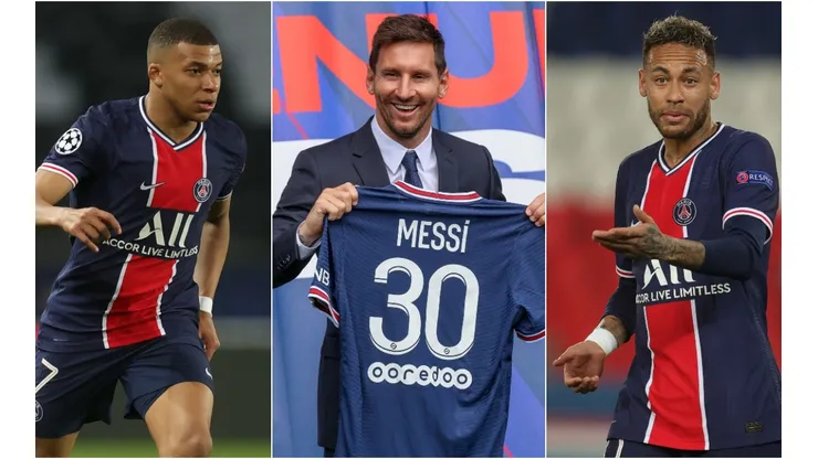 Kylian Mbappe, Lionel Messi, and Neymar headline the PSG squad in 2021-2022. (Getty)