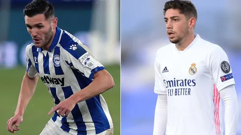 Lucas Perez of Alaves (left) and Federico Valverde of Real Madrid. (Getty)