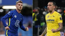 Timo Werner of Chelsea (left) Paco Alcacer of Villarreal (right). (Getty)