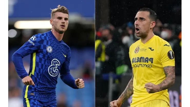 Timo Werner of Chelsea (left) Paco Alcacer of Villarreal (right). (Getty)
